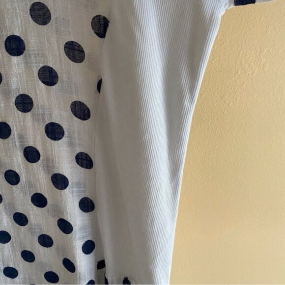 Beyond Capri Midi Dress Woman One Size White Blue Polka Dot 100% Cotton Artsy - Picture 6 of 12
